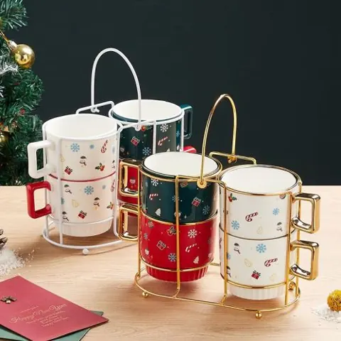 Christmas mug set with rack — supplier listing photo